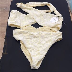Tularosa Light Yellow Textured Bikini